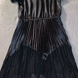 Black leather lace dress
